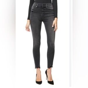 Good American Women's Washed Out Black Distressed Good Waist Jeans Size 10